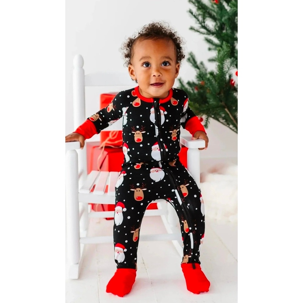 Bums & Roses Christmas Santa Reindeer Pajama Sleepsuit Baby 6 9 Months
